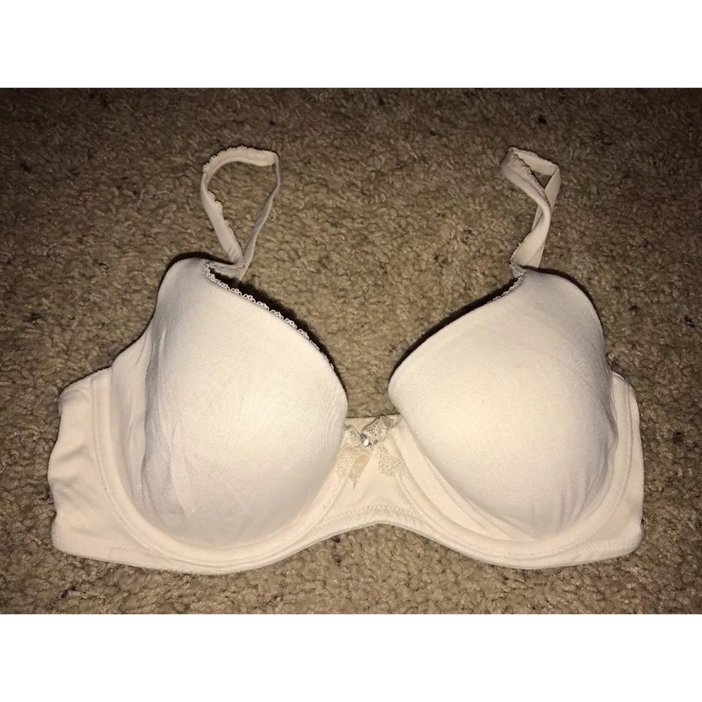 Victorias Secret Demi Bra Sz 32D beige women's Padded Underwire